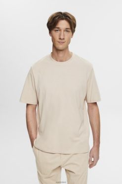 Esprit Men Cotton crewneck T-shirt Light Taupe T-Shirts D2B4J4722