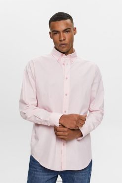 Esprit Men Cotton Poplin Shirt Old Pink Shirts D2B4J4577
