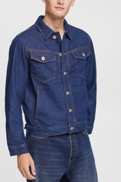 Esprit Men Denim jacket Blue Dark Wash Jackets D2B4J4879