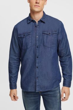 Esprit Men Denim shirt Blue Dark Wash Shirts D2B4J4835