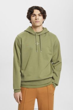 Esprit Men Hoodie with logo chest print Olive Sweatshirts & Hoodies D2B4J4640