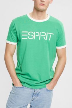 Esprit Men Jersey logo print T-shirt Green T-Shirts D2B4J4950