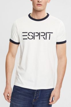 Esprit Men Jersey logo print T-shirt Off White T-Shirts D2B4J4949