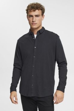Esprit Men Jersey long sleeve, 100% cotton Black Shirts D2B4J4679