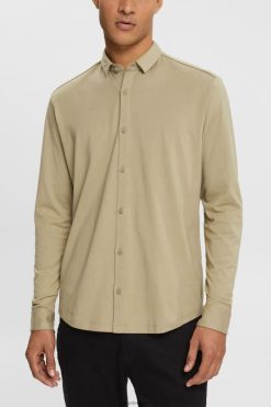 Esprit Men Jersey shirt Pale Khaki Shirts D2B4J4888
