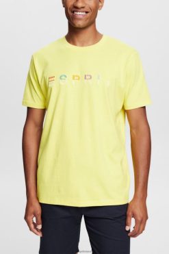 Esprit Men Jersey T-shirt with an embroidered logo Bright Yellow T-Shirts D2B4J4920