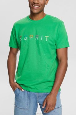 Esprit Men Jersey T-shirt with an embroidered logo Green T-Shirts D2B4J4916