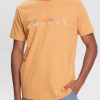 Esprit Men Jersey T-shirt with an embroidered logo Peach T-Shirts D2B4J4918