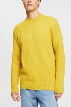 Esprit Men Jumper with herringbone pattern Dusty Yellow Sweaters D2B4J4830