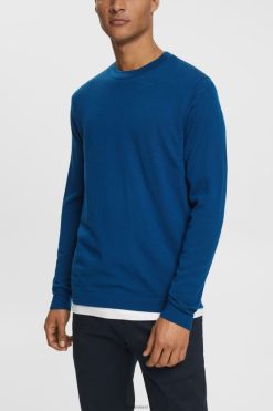 Esprit Men Knitted wool sweater Petrol Blue Sweaters D2B4J4905