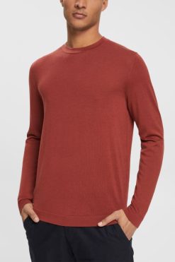Esprit Men Knitted wool sweater Terracotta Sweaters D2B4J4906