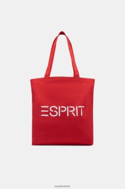 Esprit Men Logo Canvas Tote Bag Orange Red Accessories D2B4J437