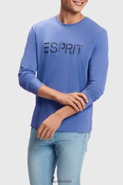Esprit Men Logo print jersey t-shirt Blue T-Shirts D2B4J4867