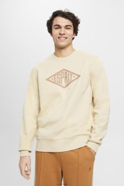 Esprit Men Logo print sweatshirt Beige Sweatshirts & Hoodies D2B4J4655