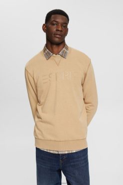 Esprit Men Logo print sweatshirt Khaki Beige Sweatshirts & Hoodies D2B4J4773
