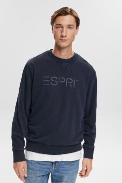 Esprit Men Logo print sweatshirt Navy Sweatshirts & Hoodies D2B4J4774