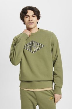 Esprit Men Logo print sweatshirt Olive Sweatshirts & Hoodies D2B4J4656
