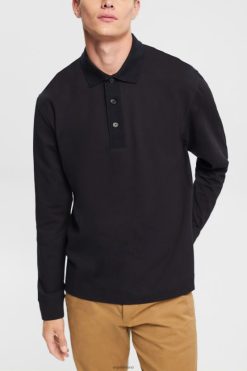 Esprit Men Long sleeve polo shirt Black Polos D2B4J4819