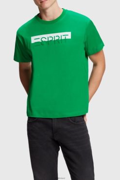 Esprit Men Matte shine logo applique t-shirt Green T-Shirts D2B4J4617