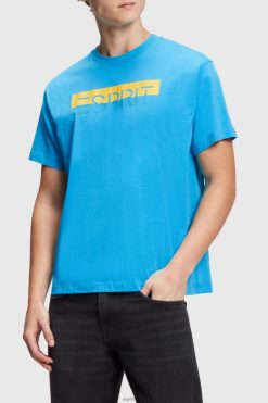 Esprit Men Matte shine logo applique t-shirt Turquoise T-Shirts D2B4J4618