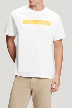Esprit Men Matte shine logo applique t-shirt White T-Shirts D2B4J4616