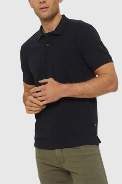 Esprit Men Pima cotton pique polo shirt Black Polos D2B4J4923