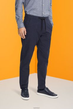 Esprit Men Pinstripe trousers with drawstring waistband Dark Blue Trousers & Pants D2B4J4816