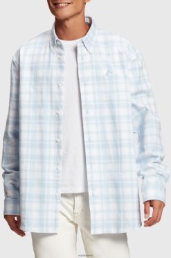 Esprit Men Plaid flannel shirt Light Blue Shirts D2B4J4791