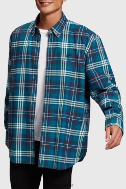 Esprit Men Plaid flannel shirt Teal Blue Shirts D2B4J4794