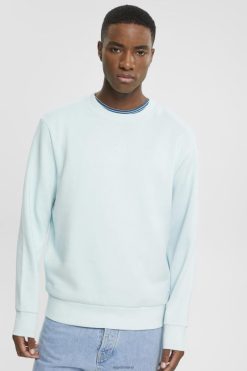 Esprit Men Recycled: plain-coloured sweatshirt Light Aqua Green Sweatshirts & Hoodies D2B4J4749