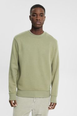 Esprit Men Recycled: plain-coloured sweatshirt Light Khaki Sweatshirts & Hoodies D2B4J4748