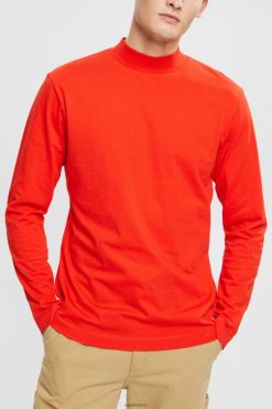Esprit Men Stand-up collar long sleeve top Red Long Sleeve D2B4J4944