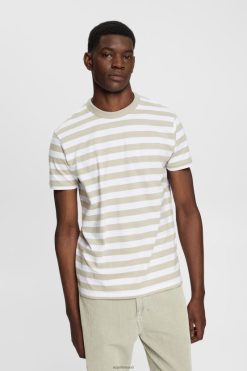 Esprit Men Striped crewneck T-shirt Dusty Green T-Shirts D2B4J4768