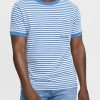 Esprit Men Striped knitted t-shirt Blue T-Shirts D2B4J4899