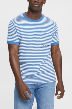 Esprit Men Striped knitted t-shirt Blue T-Shirts D2B4J4899