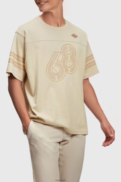 Esprit Men Striped sleeve graphic print tee Light Beige T-Shirts D2B4J4805