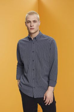 Esprit Men Striped sustainable cotton shirt Navy Shirts D2B4J4706