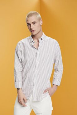 Esprit Men Striped sustainable cotton shirt Toffee Shirts D2B4J4705