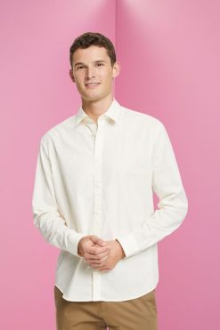 Esprit Men Sustainable cotton shirt Off White Shirts D2B4J4831