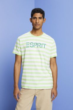 Esprit Men Sustainable cotton striped T-shirt Citrus Green T-Shirts D2B4J4742