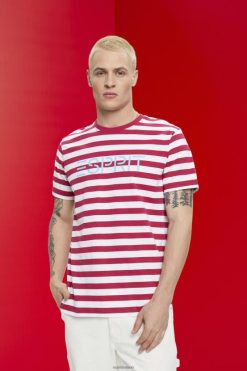 Esprit Men Sustainable cotton striped T-shirt Pink T-Shirts D2B4J4744