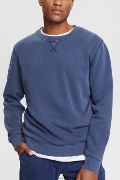 Esprit Men Sustainable crew neck sweatshirt Navy Sweatshirts & Hoodies D2B4J4936