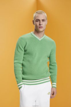 Esprit Men V-neck sustainable cotton jumper Green Sweaters D2B4J4726