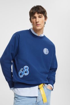 Esprit Men Varsity patch sweatshirt Ink Sweatshirts & Hoodies D2B4J4809