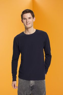 Esprit Men Waffle pique long sleeve top Navy Long Sleeve D2B4J4824