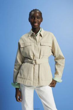 Esprit Women Belted twill jacket Sand Jackets D2B4J4292