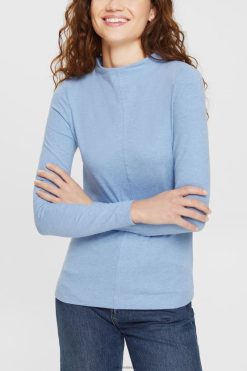Esprit Women Boat neck long sleeve top Bright Blue Long Sleeve D2B4J4367