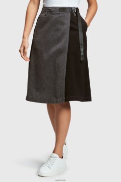 Esprit Women Buckle waist wrapped midi skirt Black Skirts D2B4J4363
