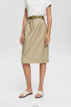 Esprit Women Cargo-style midi skirt Pale Khaki Skirts D2B4J4535