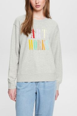 Esprit Women Casual slogan sweatshirt Light Grey Sweatshirts & Hoodies D2B4J4540